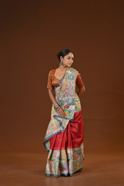 Tussar Diy Collage Saree