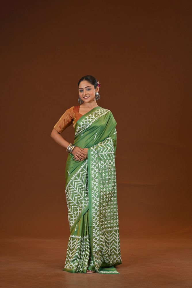 Image of Blended Silk Kantha Saree