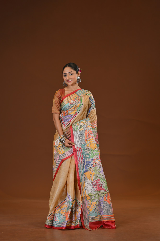 Tussar Diy Collage Saree