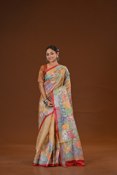 Tussar Diy Collage Saree