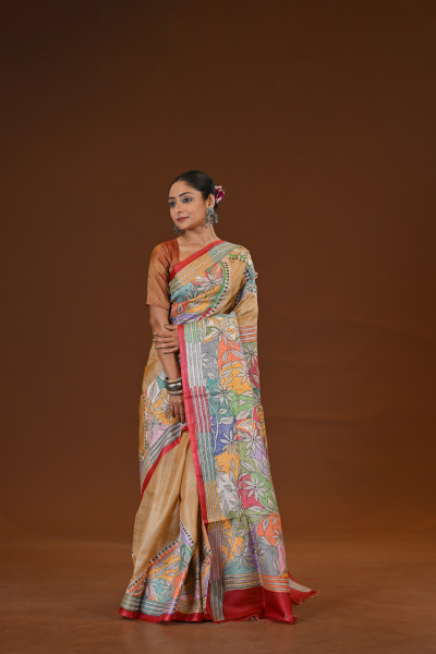 Tussar Diy Collage Saree