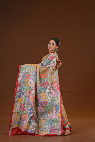 Tussar Diy Collage Saree