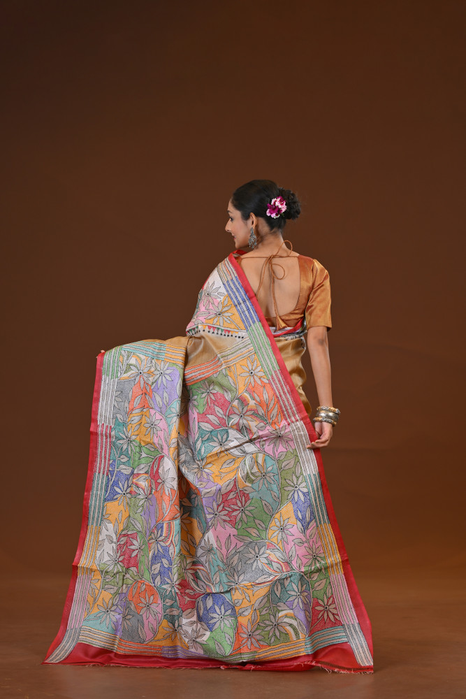 Tussar Diy Collage Saree