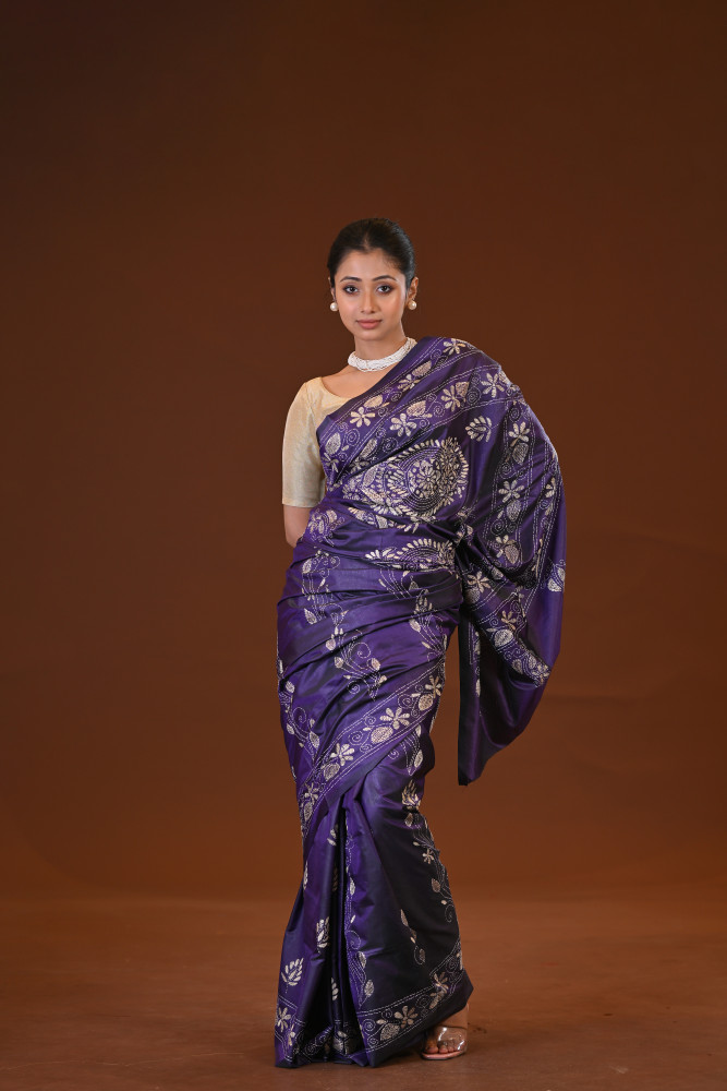 Image of Blended Silk Kantha Saree