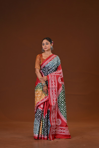 Pure Silk Kantha Stitch Saree