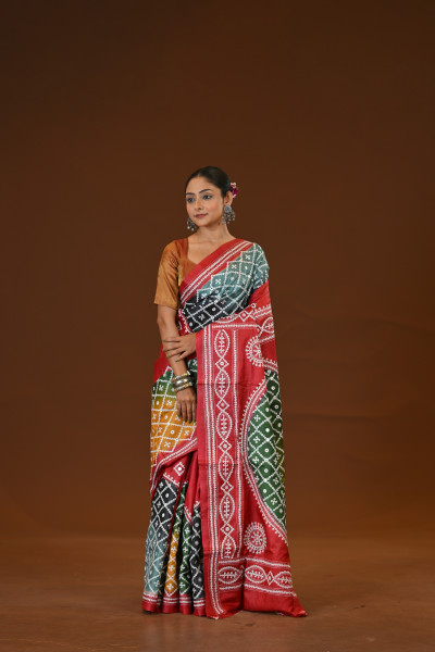 Pure Silk Kantha Stitch Saree