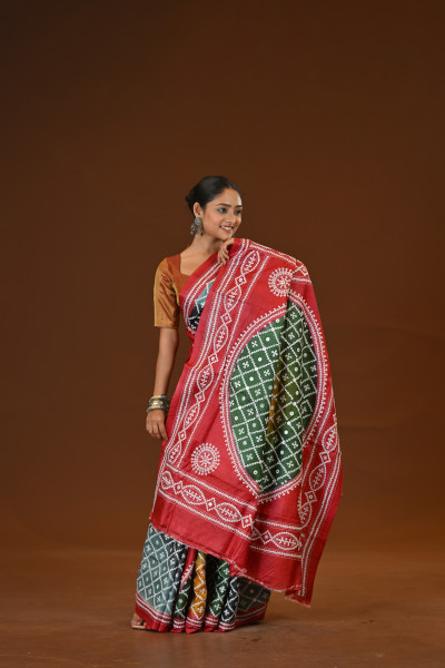 Pure Silk Kantha Stitch Saree