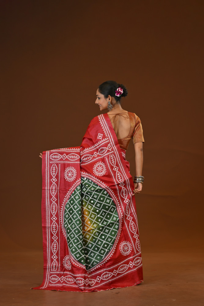 Pure Silk Kantha Stitch Saree
