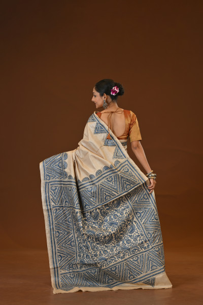 Pure Silk Kantha Stitch Saree