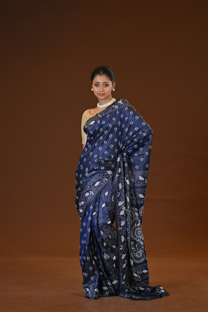 Image of Blended Silk Kantha Saree