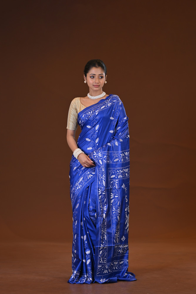 Image of Blended Silk Kantha Saree