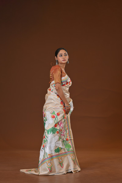 Pure Silk Kantha Stitch Saree