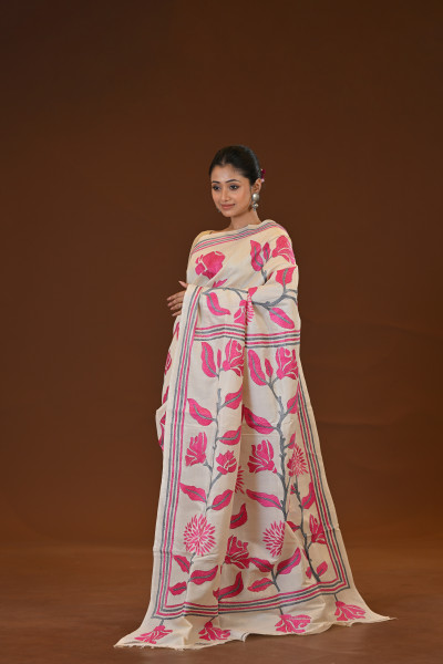 Pure Silk Kantha Stitch Saree
