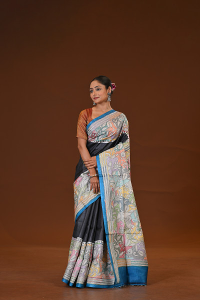 Pure Silk Kantha Stitch Saree