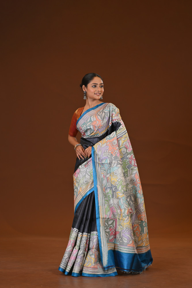 Pure Silk Kantha Stitch Saree