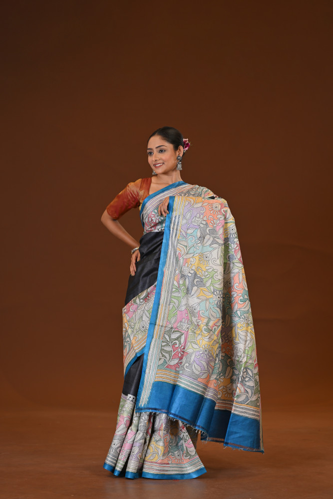 Pure Silk Kantha Stitch Saree