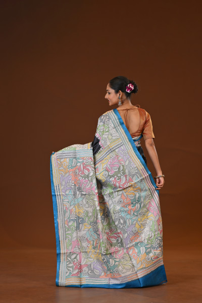 Pure Silk Kantha Stitch Saree