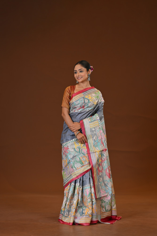 Tussar Diy Collage Saree