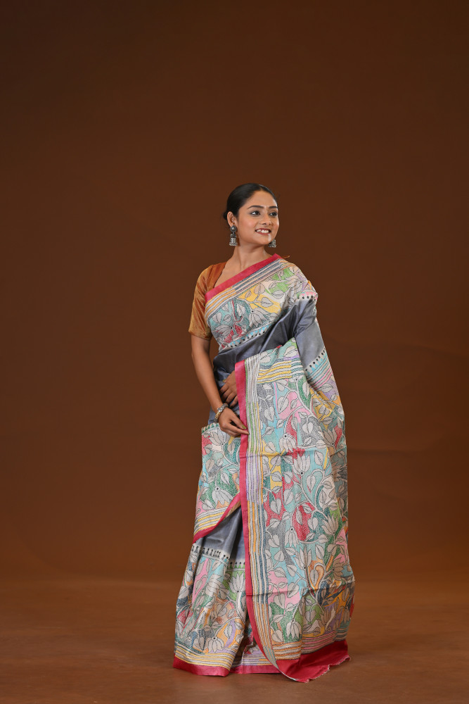Image of Tussar Diy Collage Saree