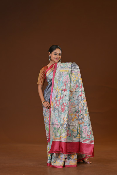 Tussar Diy Collage Saree