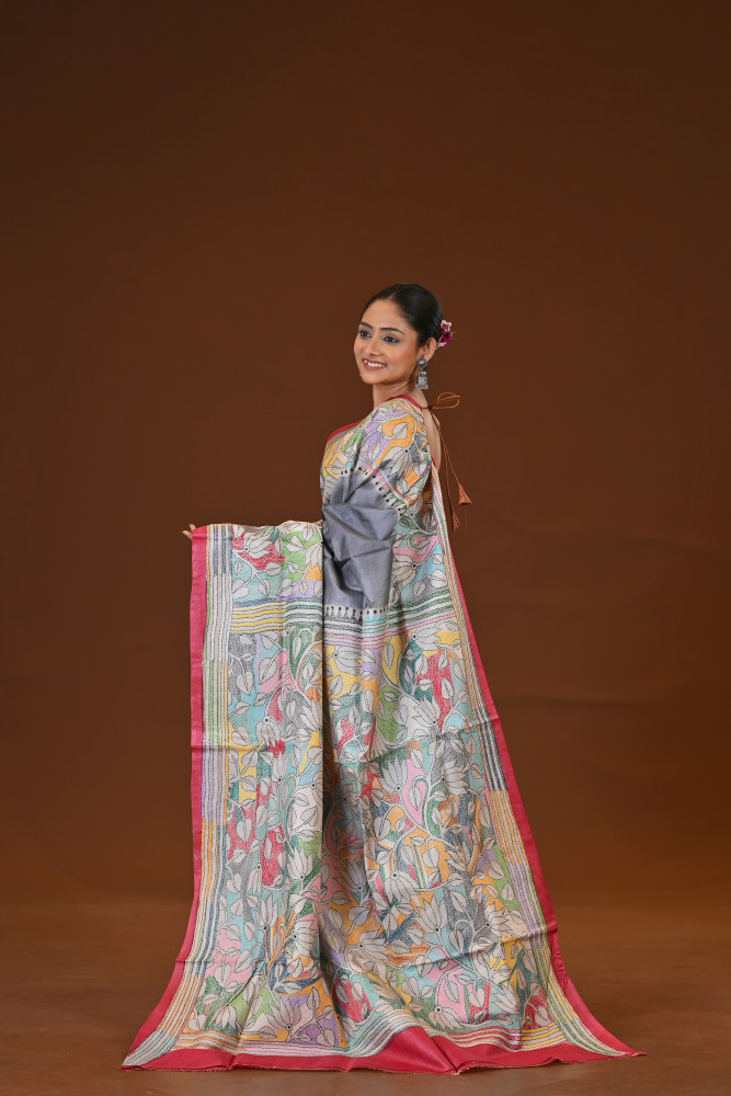 Tussar Diy Collage Saree