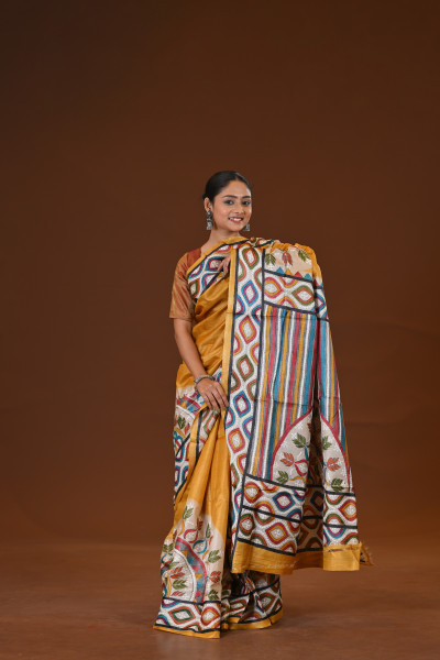 Pure Silk Kantha Stitch Saree