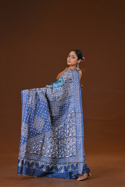 Pure Silk Kantha Stitch Saree