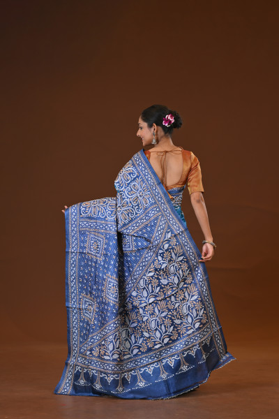 Pure Silk Kantha Stitch Saree