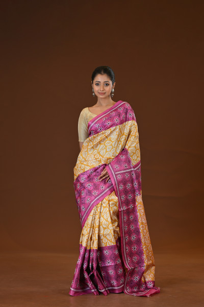 Pure Silk Kantha Stitch Saree