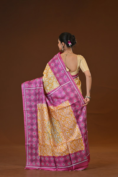 Pure Silk Kantha Stitch Saree
