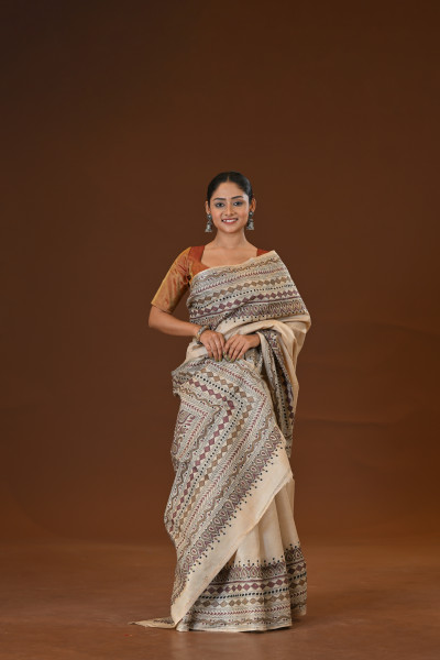 Pure Silk Kantha Stitch Saree