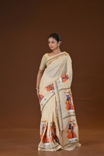 Pure Silk Kantha Stitch Saree