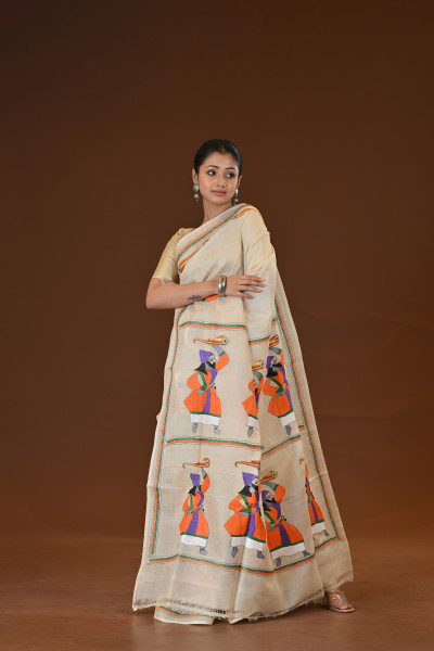 Pure Silk Kantha Stitch Saree