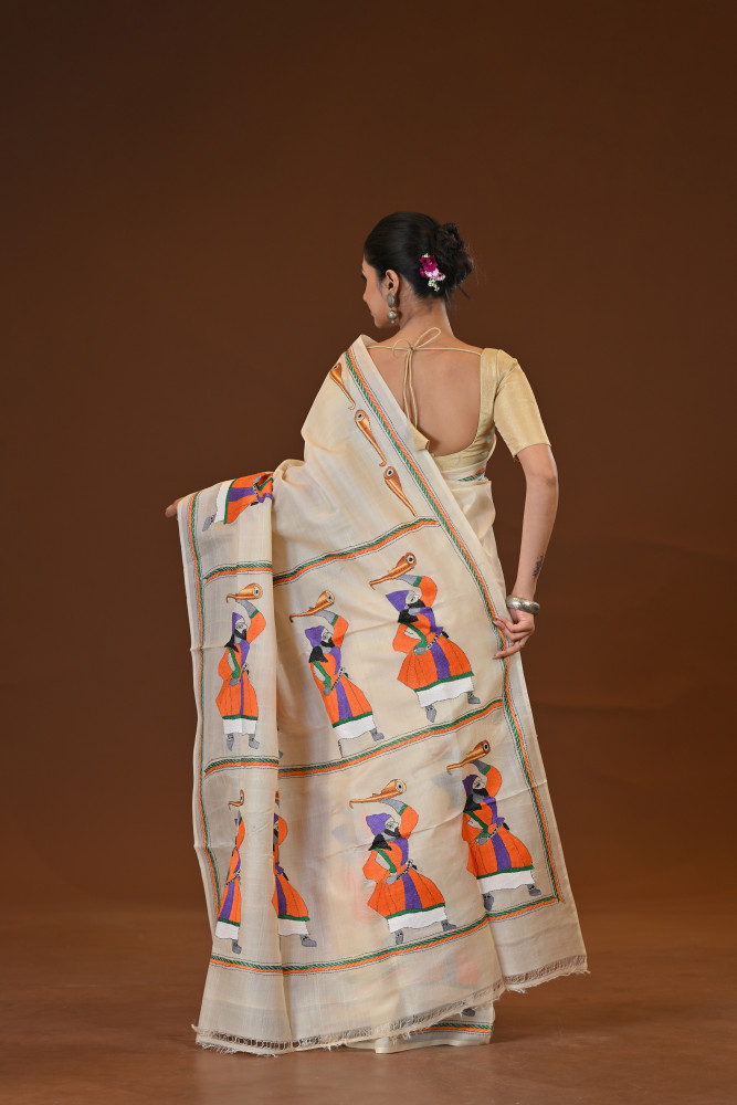 Pure Silk Kantha Stitch Saree