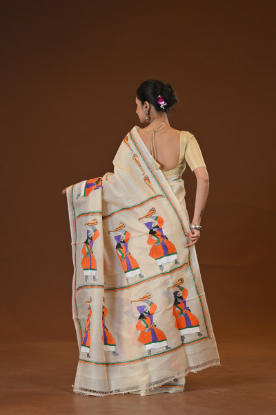 Pure Silk Kantha Stitch Saree