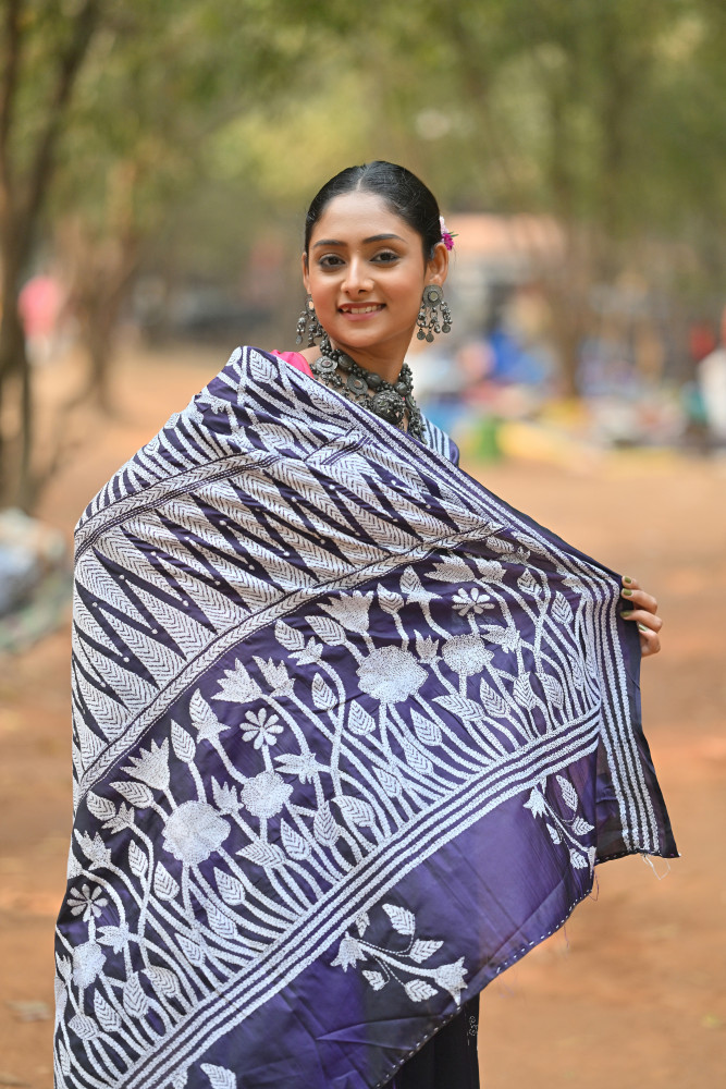 Blended Silk Kantha Saree