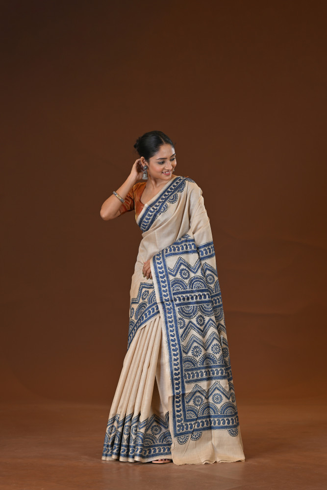 Pure Silk Kantha Stitch Saree