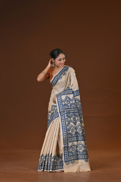 Pure Silk Kantha Stitch Saree