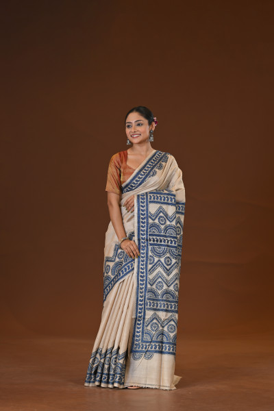 Pure Silk Kantha Stitch Saree