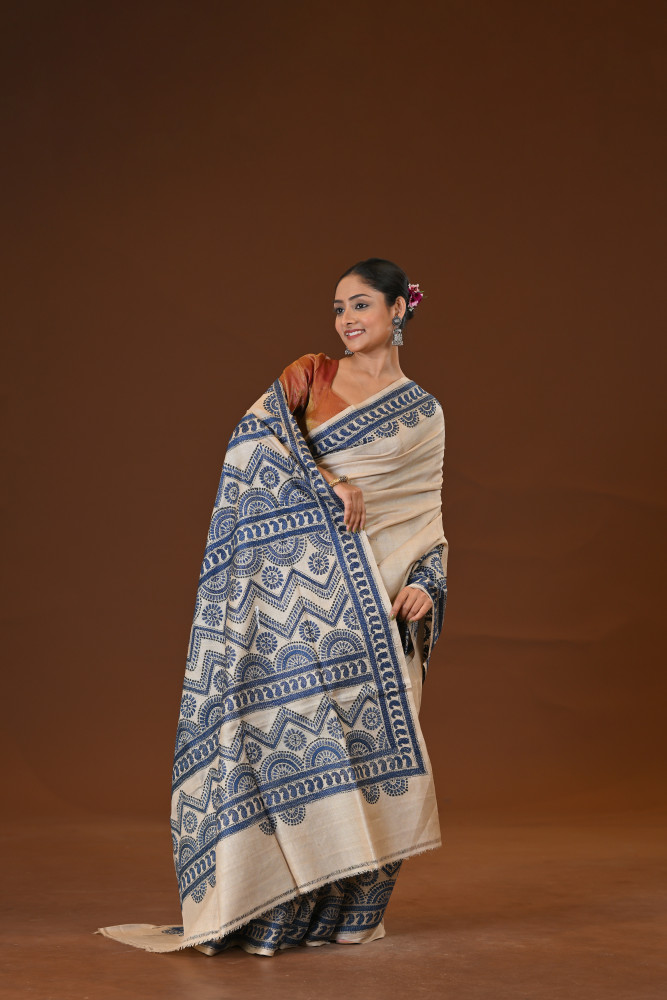 Pure Silk Kantha Stitch Saree