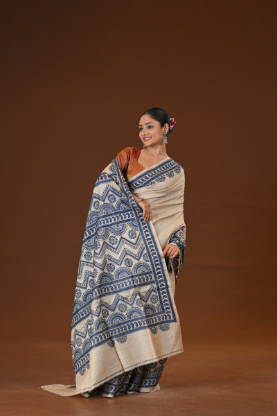 Pure Silk Kantha Stitch Saree
