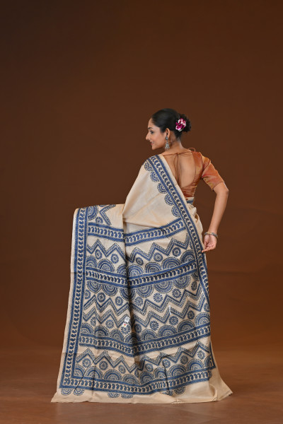 Pure Silk Kantha Stitch Saree