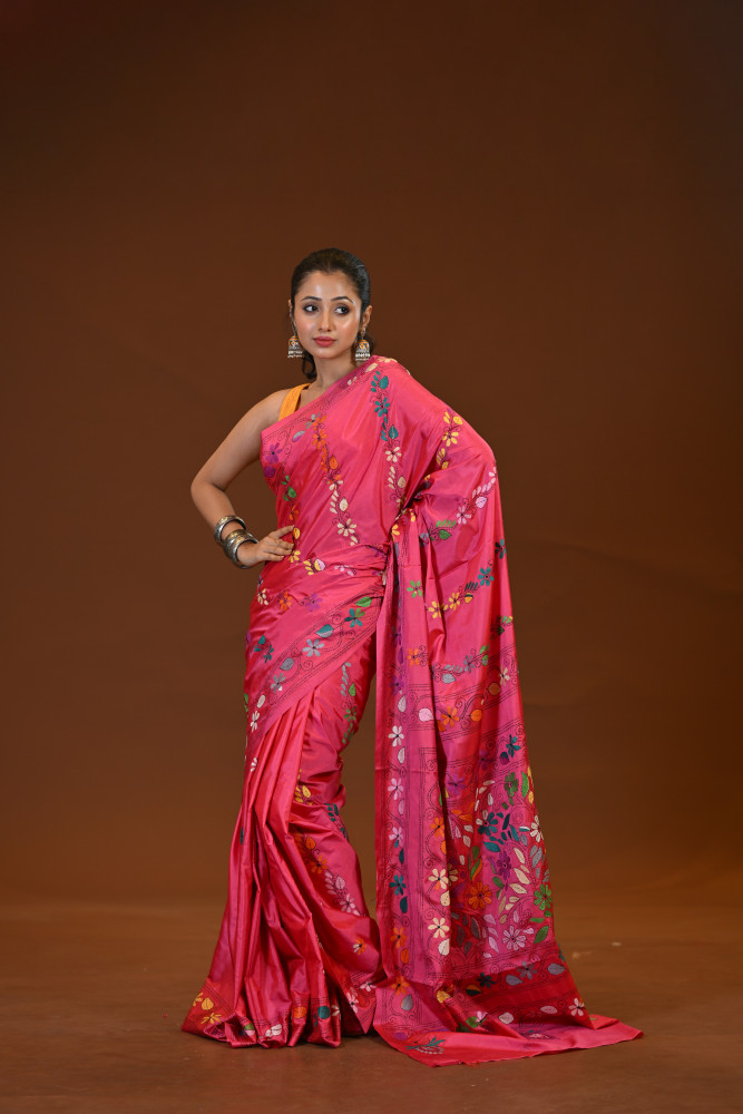 Image of Blended Silk Kantha Saree