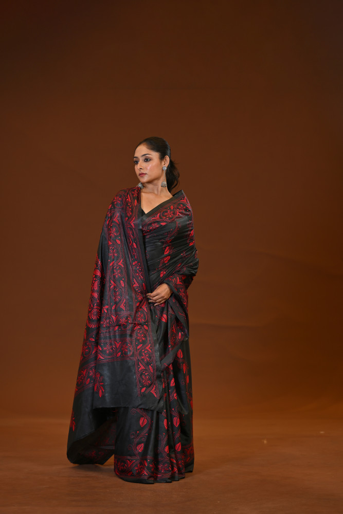 Image of Blended Silk Kantha Saree