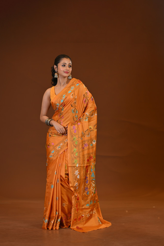 Image of Blended Silk Kantha Saree