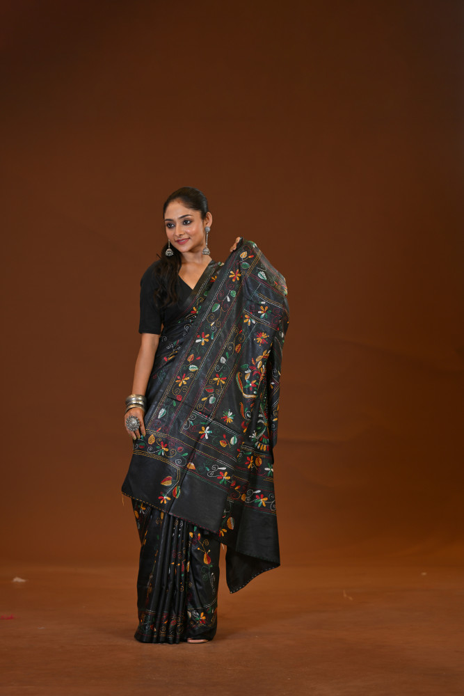 Image of Blended Silk Kantha Saree
