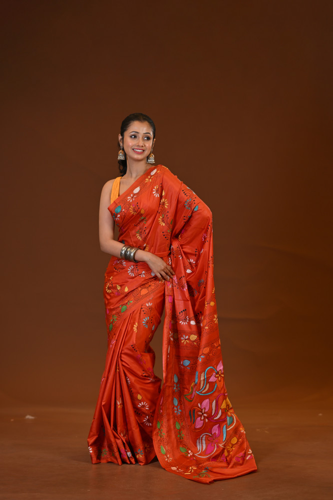 Image of Blended Silk Kantha Saree