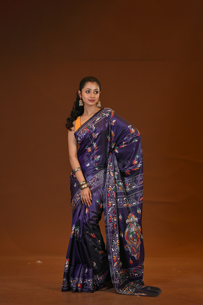 Image of Blended Silk Kantha Saree