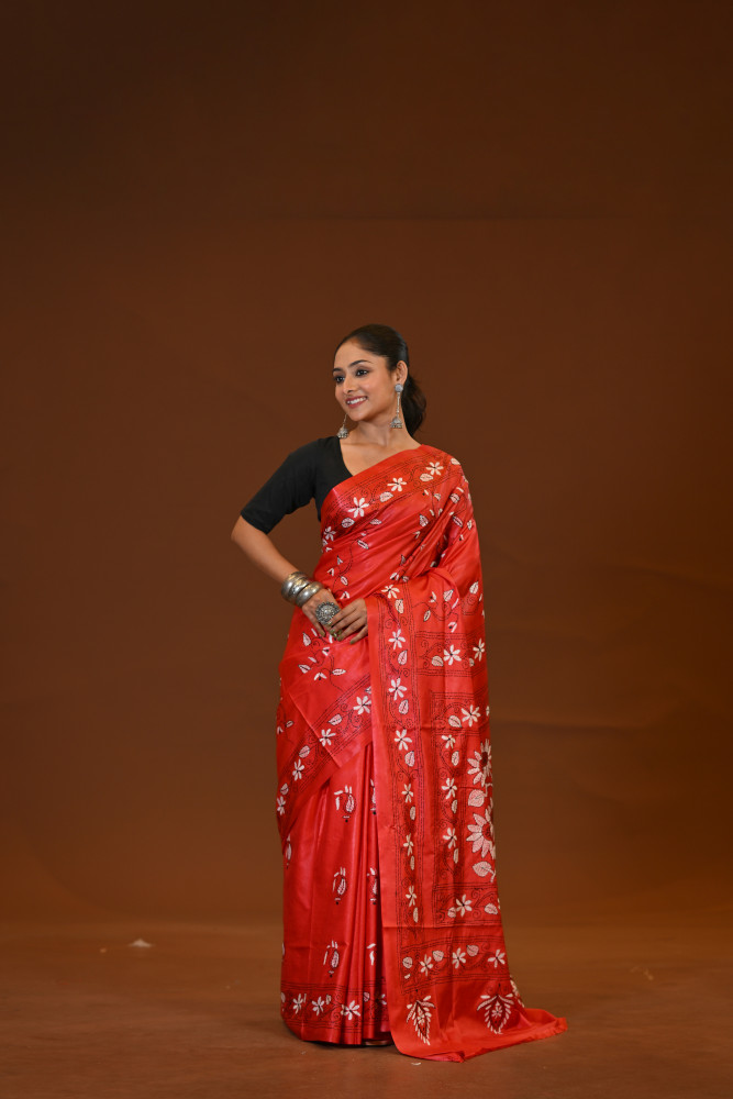 Image of Blended Silk Kantha Saree