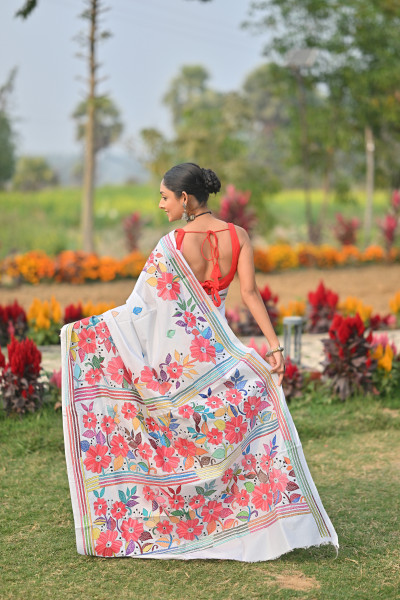 Pure Silk Kantha Stitch Saree